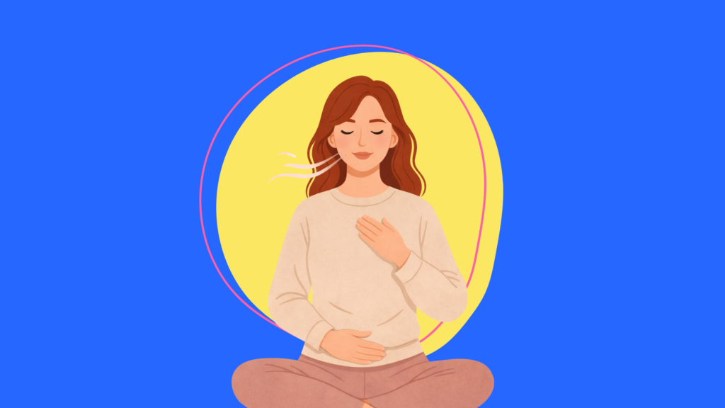 woman deep breathing to reduce stress to get pregnant