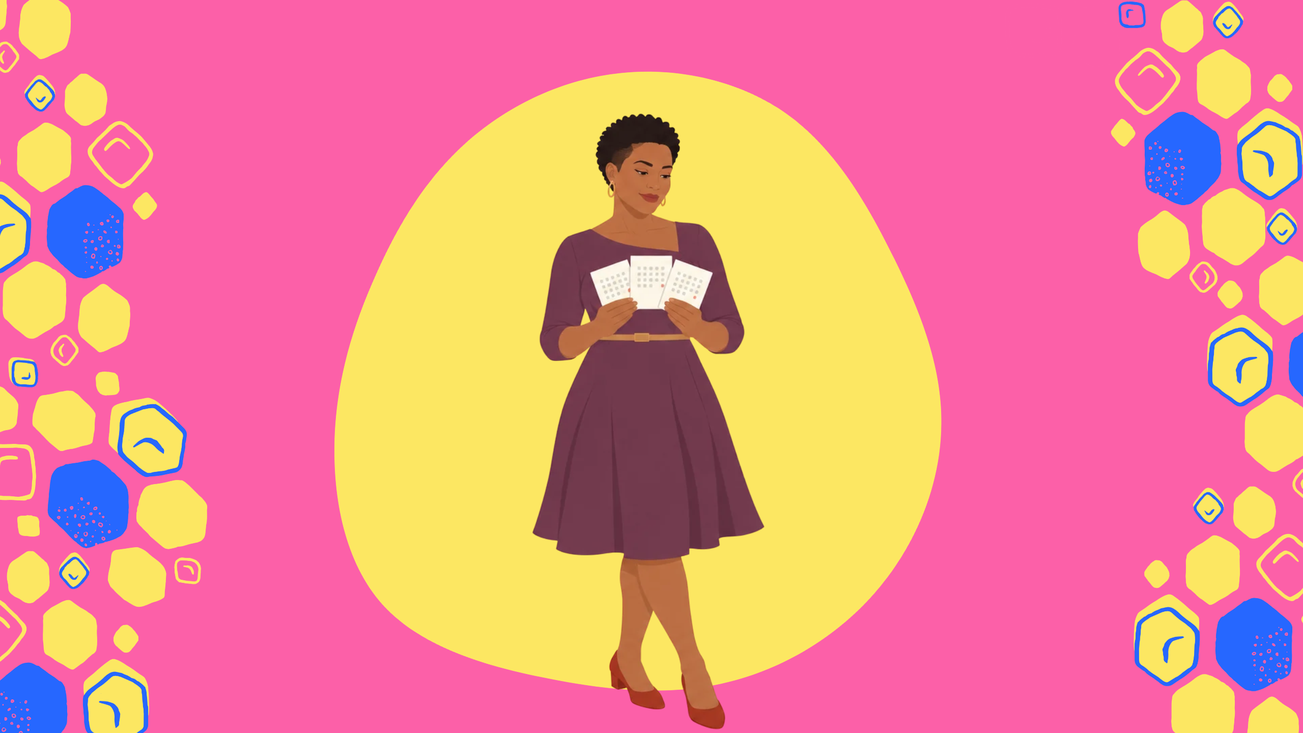 Woman Woman holding three calendar cards representing a 90-day plan to support egg quality.