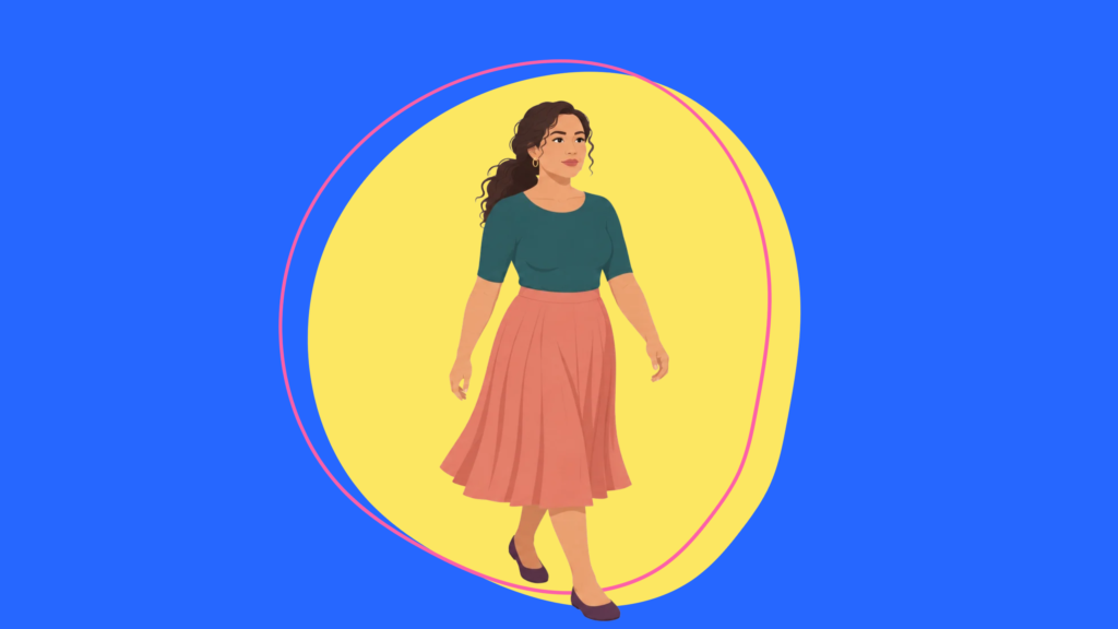 Woman walking forward calmly, representing patience and steady progress during natural fertility treatment.