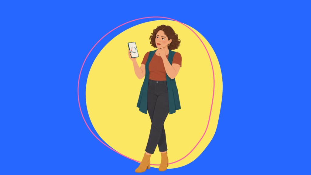 Woman with PMOS reviewing an irregular cycle pattern on a fertility tracking app.