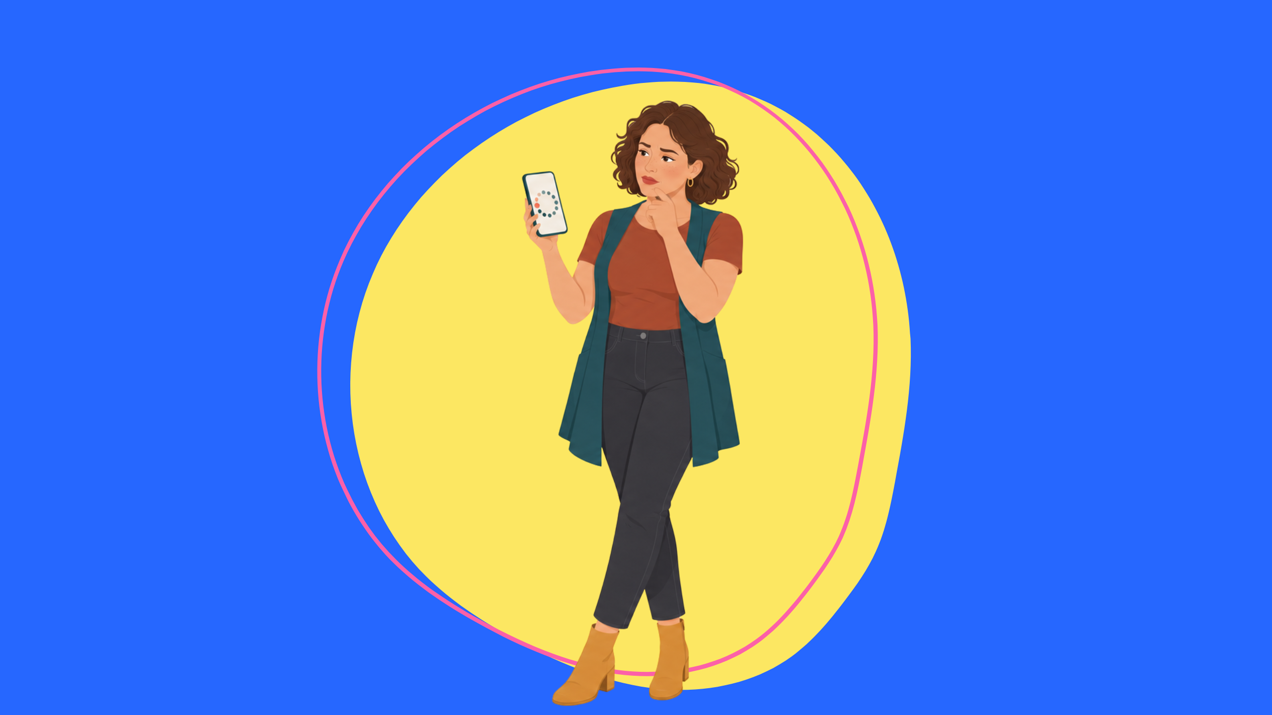 Woman with PMOS reviewing an irregular cycle pattern on a fertility tracking app.
